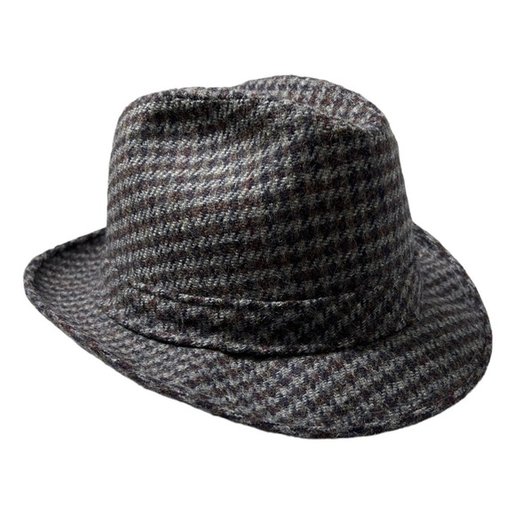 Vintage Pedigree Fifth Avenue New York Fedora Wool Hat L Large Gray Houndstooth - Picture 3 of 13